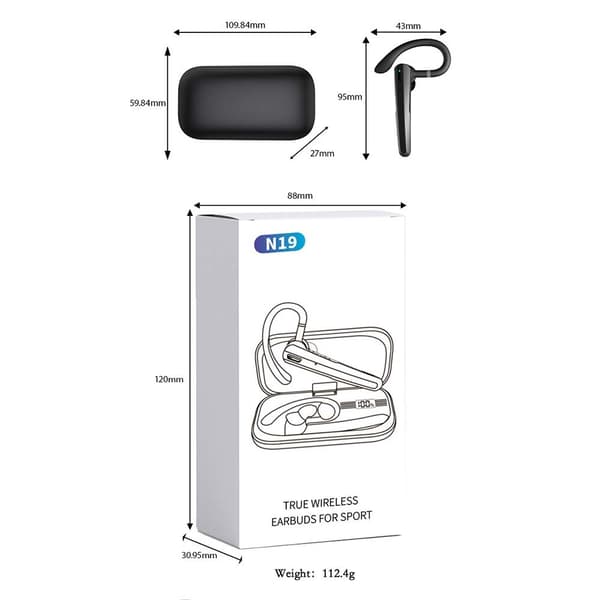 ENC Støjreducerende enkelt øre Bluetooth headset - Sort, 360° roterende ørekrog, Lang batterilevetid