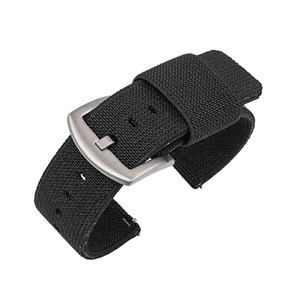 Nylon klockarmband med fjäderstänger med snabbkoppling Svart 22 mm