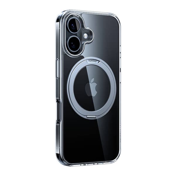 Torras Ostand Pro Cover til iPhone 16 Plus (gennemsigtig)