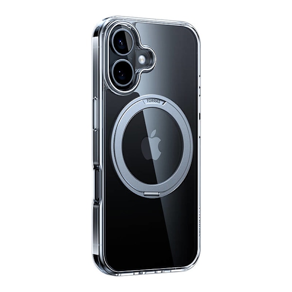 Torras Ostand Pro -kotelo iPhone 16 Plus:lle (läpinäkyvä)