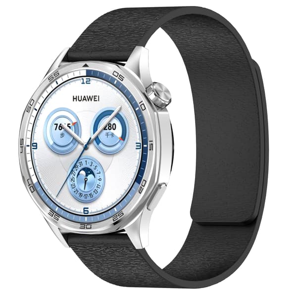 Cloud Wood Grain Silicone Magnetic Strap Black 22 mm Black 22 mm