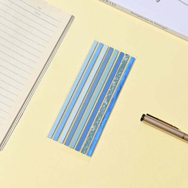 Färgglada Slim Strip Självhäftande Memo Pad Sticky Notes Vattentäta klistermärken Flerfärgad