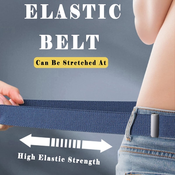 Elastisk bælte uden spænde, unisex Sort M