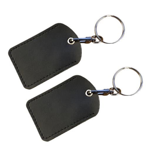 Läder Access Card Tag, Nyckelring Black Black