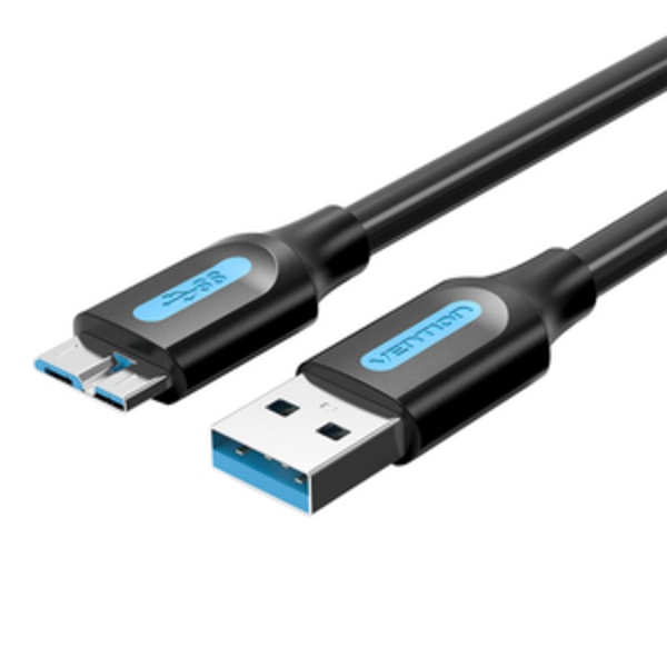 Platt USB 3.0 A till Micro-B kabel Ventilation COPBI 2A 3m Svart PVC