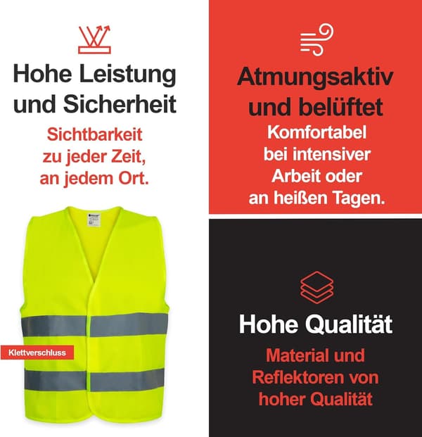 5-Pack Varselväst med Hög Synlighet - Fluorescerande Gul, Universal Storlek, Reflekterande Säkerhetsväst