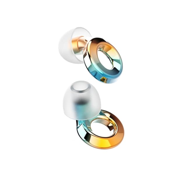 Mobius Ring Pro silikonöronproppar – ljudreducering för sömn och resor, tvättbara, NRR 25-28dB, grön-orange gradient, 2-pack