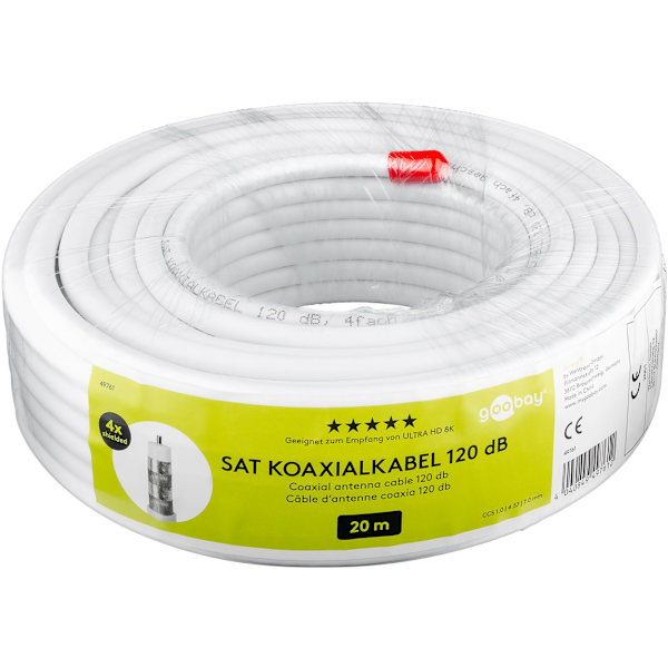 120 dB SAT-koaxialkabel, 4x skärmad