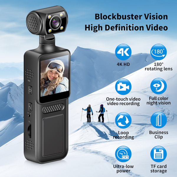 High-Definition Clip-On Body Camera M12 Direkte Optagelse