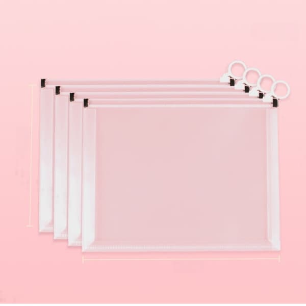 A4 Expanderande Dragkedja Väska - Klar PP Dokumentorganisatör (4-Pack)