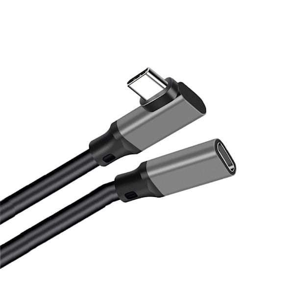 Typ-C förlängningskabel med armbågsdesign - PQ116 grå (10Gbps+4K+100W) 1 m