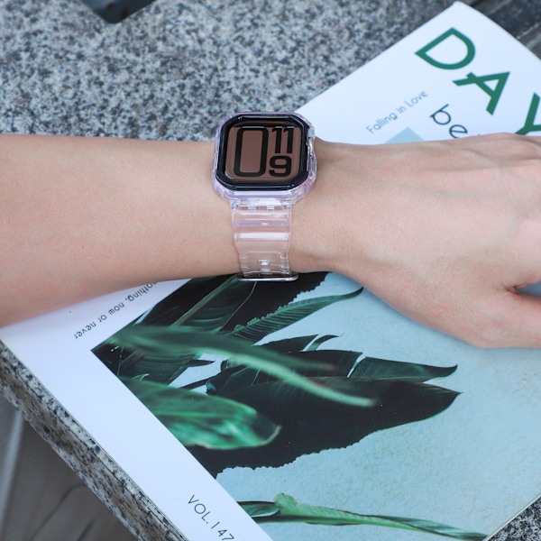Holdbart TPU-armbånd til Apple Watch 10: Gennemsigtigt med sort stel, 42 mm Sort