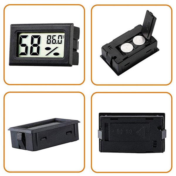 INF Mini digital hygrometer / termometer 5-pack Svart