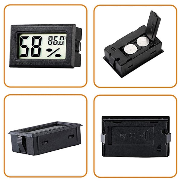 Mini digitalt hygrometer / termometer 5-pak Black Black
