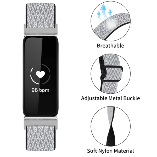 Flätat klockarmband kompatibelt med Fitbit Inspire 1 svart/vit