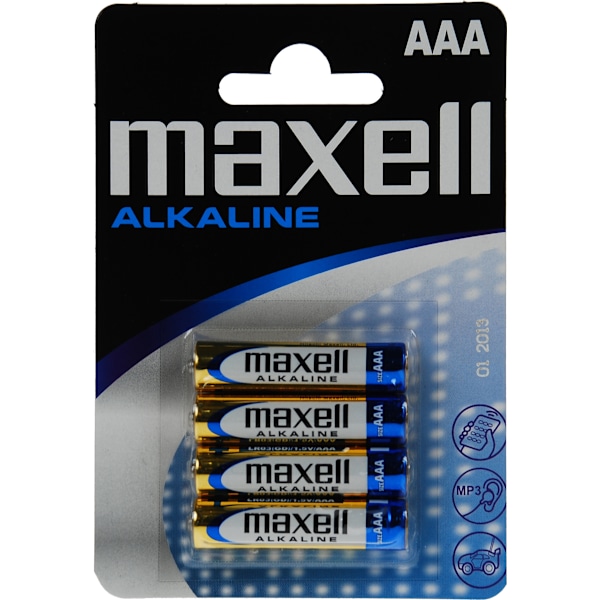 Batteries, AAA (LR03), Alkaline, 1.5V, 4-pack