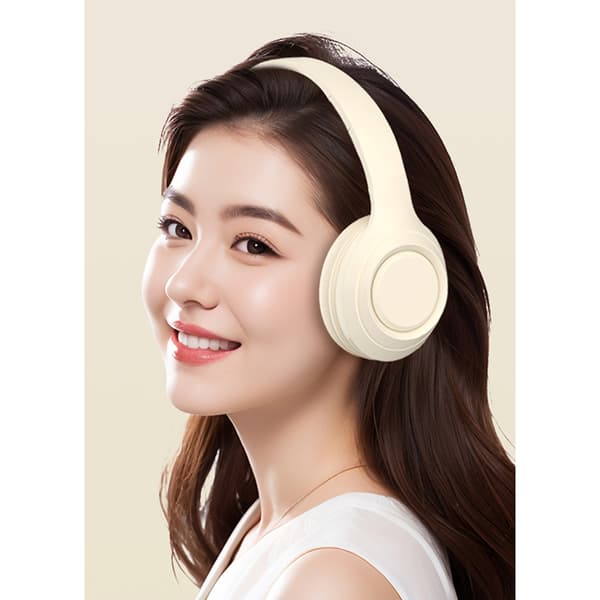 Bluetooth-hörlurar DR06: Lång batteritid, Hi-Fi-ljud Beige Beige