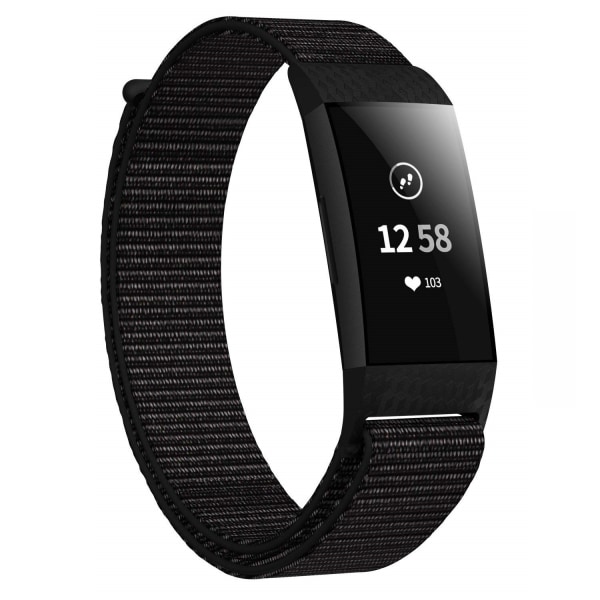 Fitbit Charge 3/4 rannekoru nylon musta