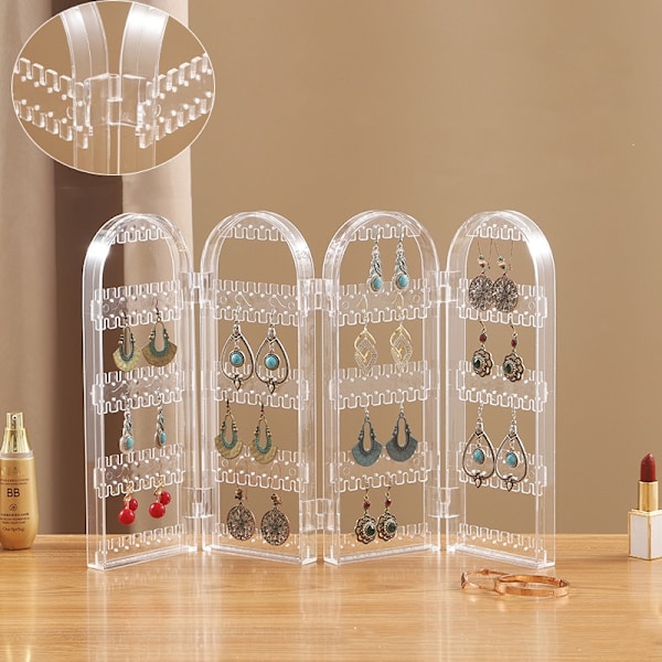 Akryl Örhänge Display Organizer Vikbar Halsband Hängare Transparent M