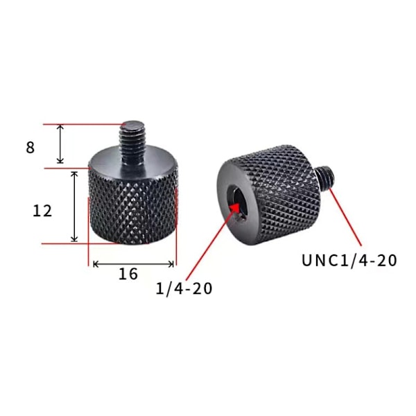 Adapteri 1/4" to M10 jalustalle ja kameroille - 5 kpl 1/4-20