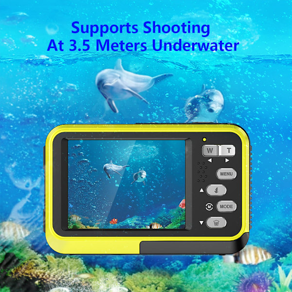Undervattenskamera vattentät 48MP/4K/16x zoom/dubbel skärm/autofokus Svart