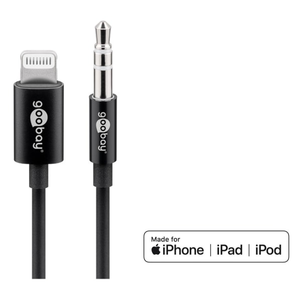 Apple Lightning-ljudanslutningskabel (3,5 mm), 1 m, svart