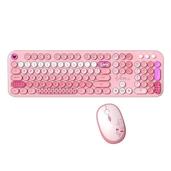 MOFII Lovely 2.4G trådlöst tangentbord + mus set (rosa)