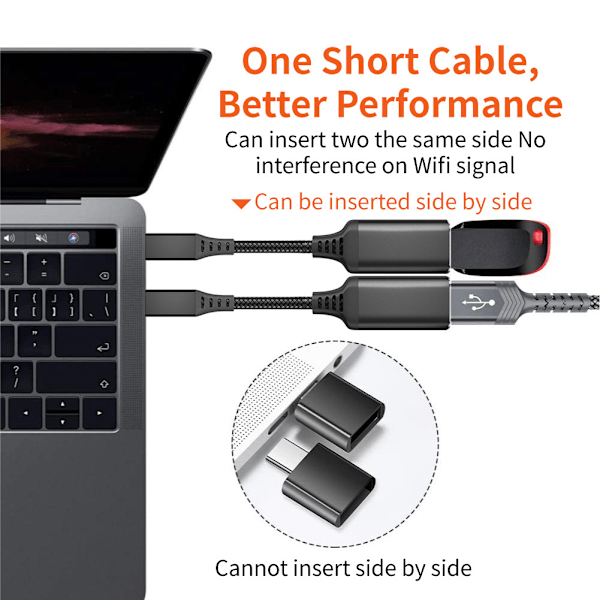 USB-C til USB 3.0 adapterkabel 5 Gbps Sort