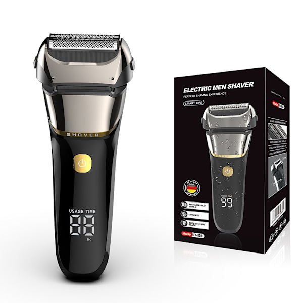 Silver Elektrisk Rakapparat med LED-Display och Trippelblad