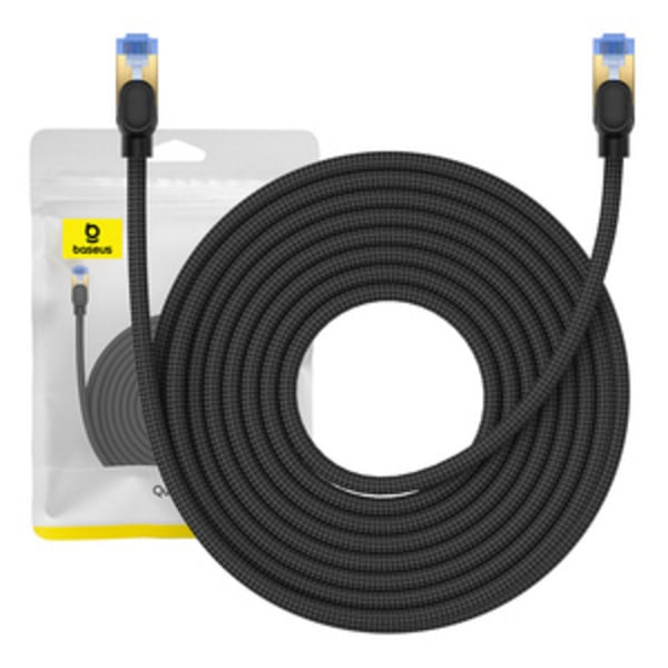 Flettet netværkskabel kat. 7 Baseus Ethernet RJ45, 10 Gbps, 10 m (sort)