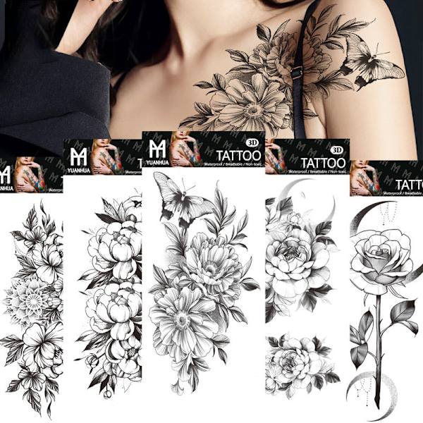 Vandtætte falske tatoveringer Midlertidige Tattoo Stickers 5 stk