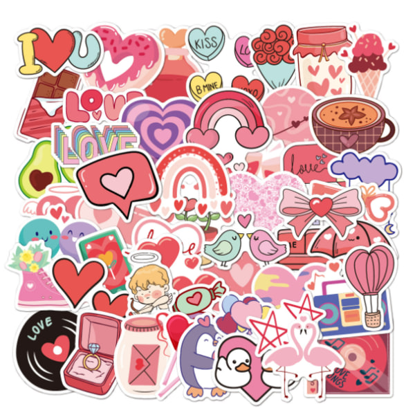 Love Heart Stickers 50-pack Flerfärgad  N13 Flerfärgad