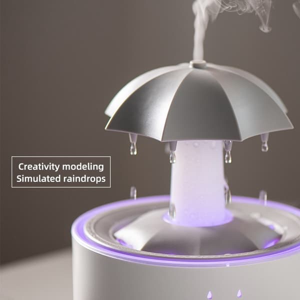 Rotationsvanddråbe Aroma Diffuser EU-stik - Ultralyd Luftfugter med Æterisk Olie Diffuser og 7-Farvet LED-lys Black Black