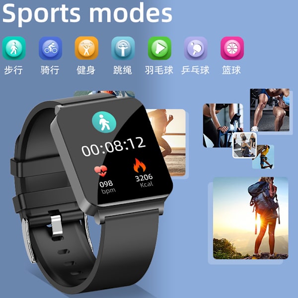 Smartwatch med EKG, puls, blodiltning, søvnmonitor Silver Silver