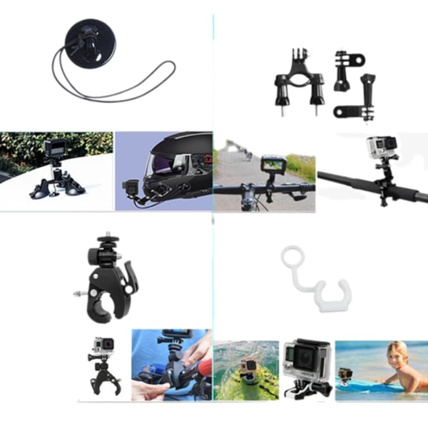 INF Tarvikkeet toimintakameraan 58 osaa GoPro 9/8/7, Insta 360, DJI Osmo Action