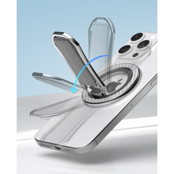 Magnetisk ringhållare för telefon med handledsrem – 360° rotation och 180° bordsstöd Gray Gray