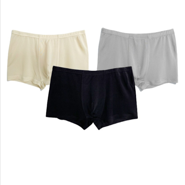 Herrsilkesboxershorts, 3-pack 100 % mullbärssilkestickade underkläder M