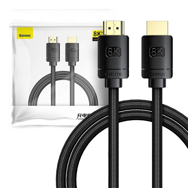 Baseus High Definition Series HDMI 2.1-kabel, 8K 60Hz, 3D, HDR, 48Gbps, 1m (svart)