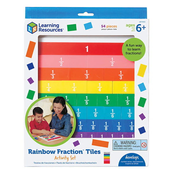 Rainbow fraktion fliser med bakke læringsressourcer LER 0615
