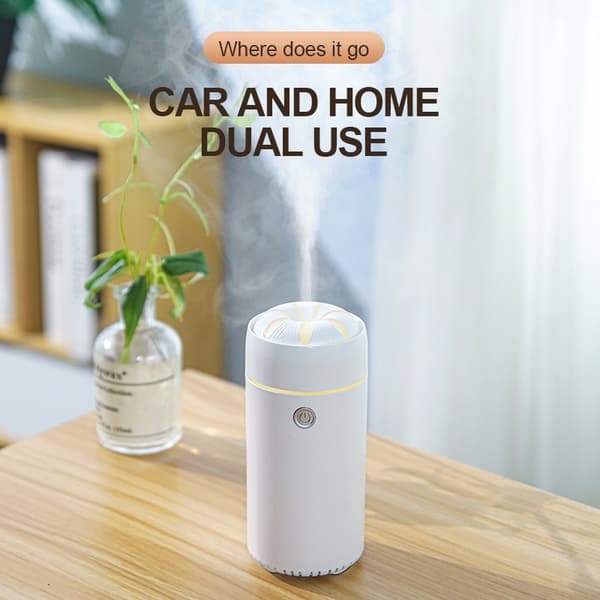 Bärbar Bil/Hemma Aromdiffuser Luftfuktare med 7-Färgs LED White White