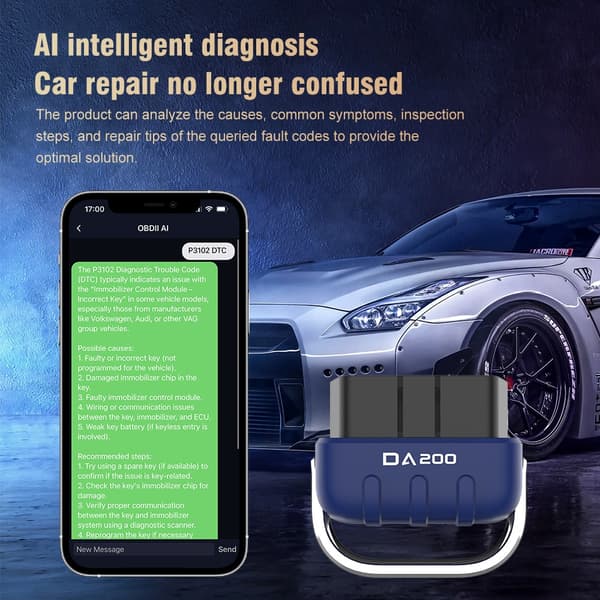 Auton vikadiagnostiikkalaite Bluetooth 5.4 -yhteydellä ja AI OBD -älydiagnostiikalla
