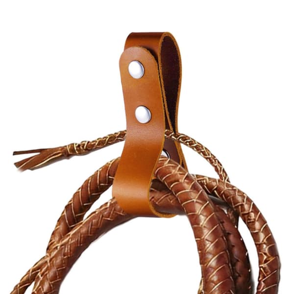 Stilfuld PU Læder Ridepisk Bælteklips Brown Brown