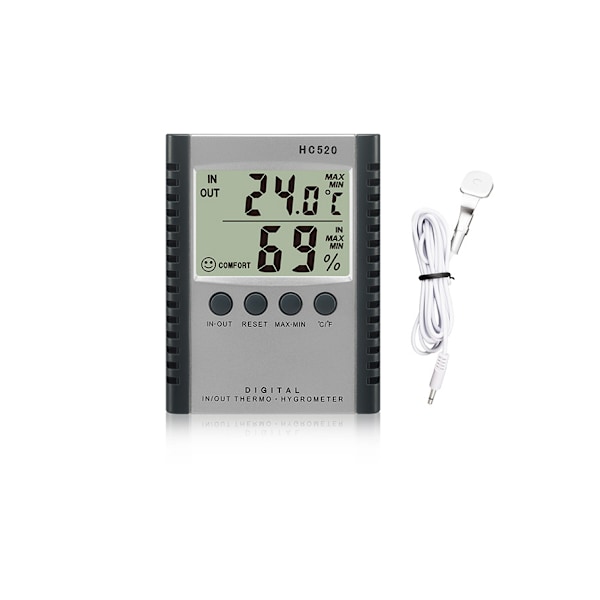 HC520 Deep Digital Hygrometer Termometer - Silver Silver