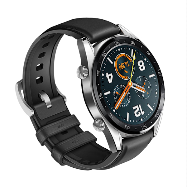 Stilfuld læderurrem til Huawei GT4/Samsung Watch 6 Sort 22 mm