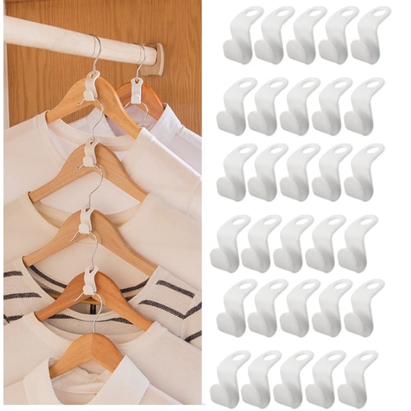 30-pak Tøjbøjle tilslutningskroge til bøjler Hvid