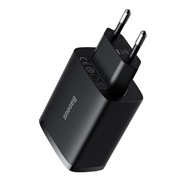 Baseus kompakt snabbladdare, 3x USB, 17W (svart)