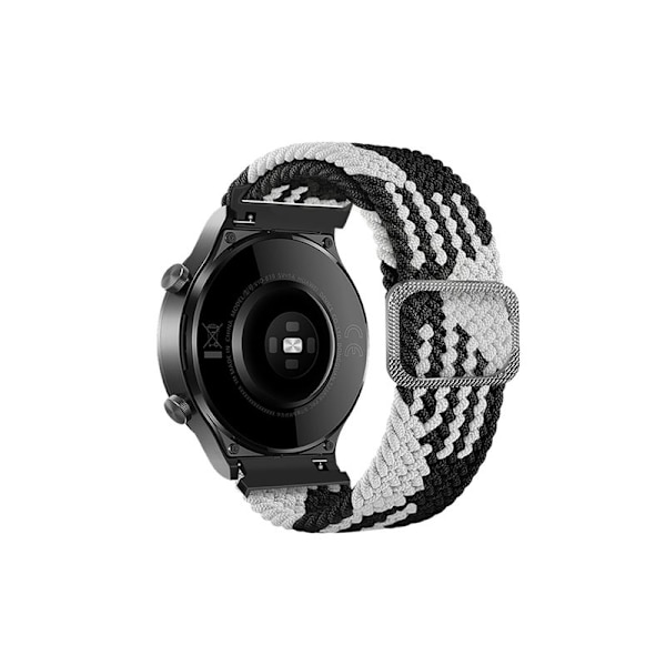 Nylon klockarmband med svart spänne Svart + Vit 20 mm