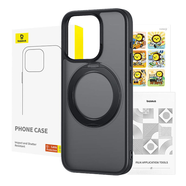 Telefonfodral Baseus SkyRing Magnetic med stativ för iP 13 Pro + härdat glas och rengöringskit (svart)