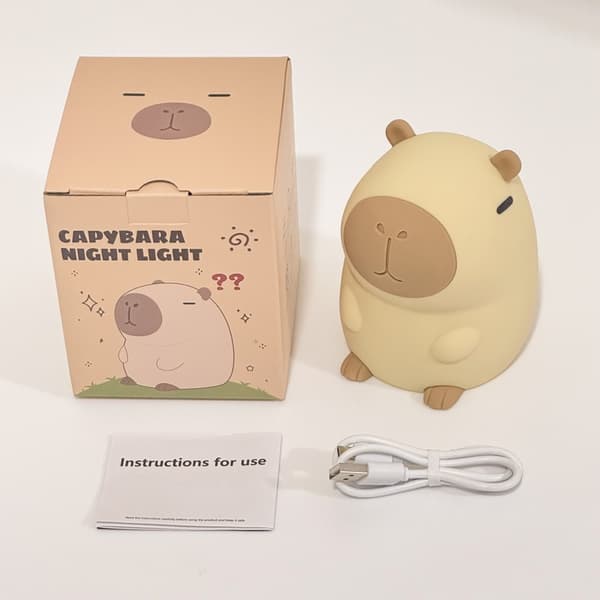 Capybara Natlampe - Blød Silikone LED Sengelampe med Touch Sensor og Timer