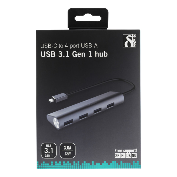 USB-C hub with 4x ports, USB-A 5 Gbps